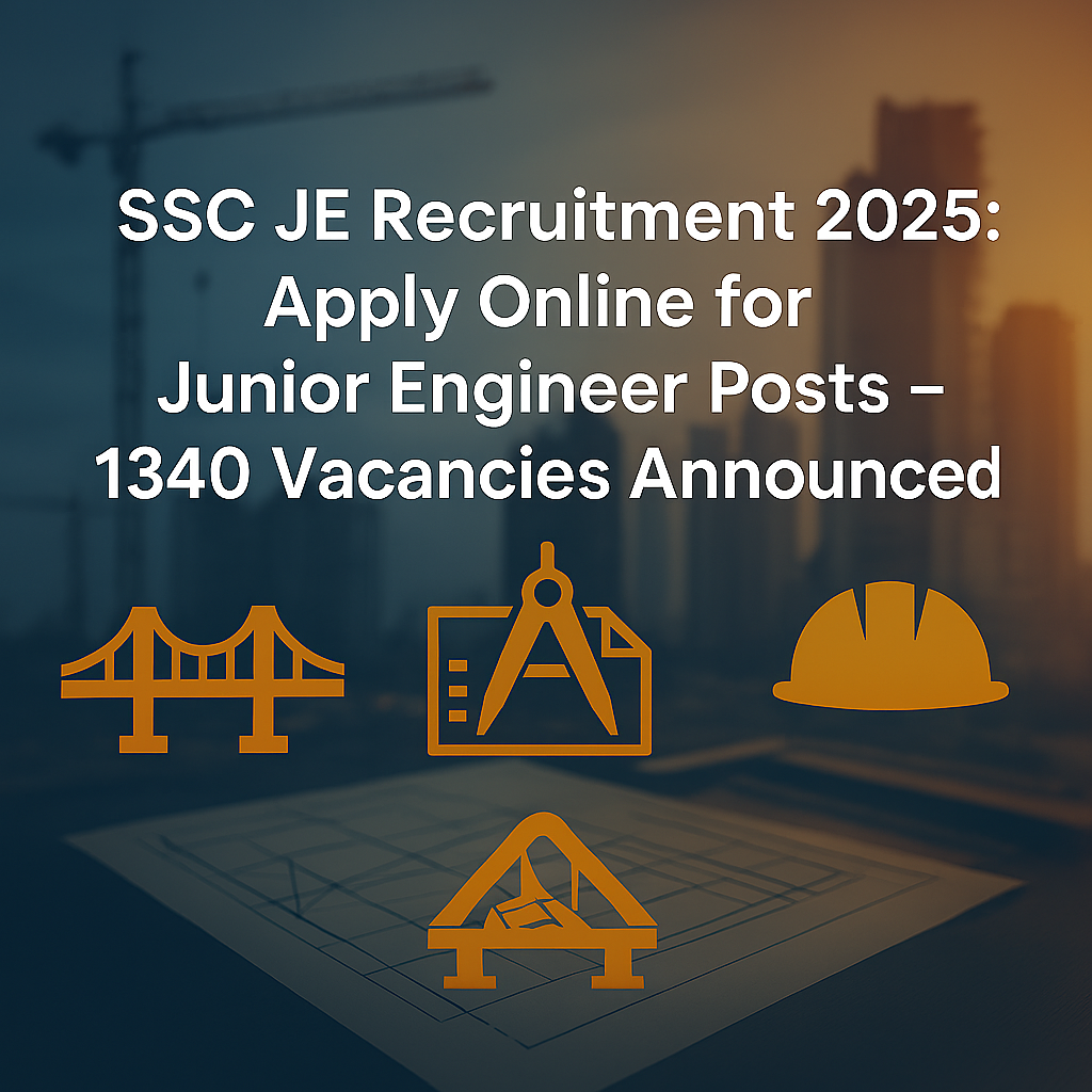 SSC JE Recruitment 2025: Apply Online for Junior Engineer Posts – 1340 Vacancies Announced