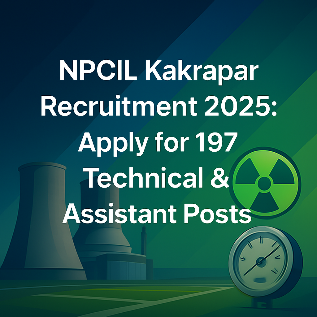 NPCIL Kakrapar Recruitment 2025: Apply for 197 Technical & Assistant Posts