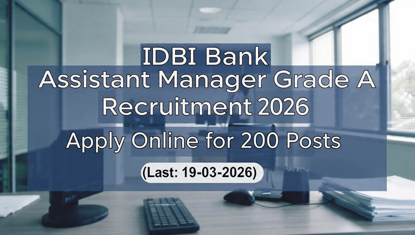 IDBI Bank Assistant Manager Grade A Recruitment 2026: Apply Online for 200 Posts